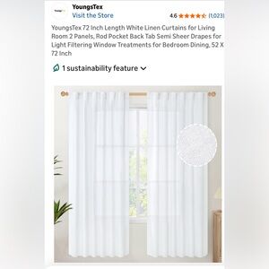 White Linen Curtains - 2 Panels ⭐️ 2 sets available price is PER SET